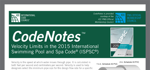 Límites de Velocidad en el Código Internacional de Piscinas y Spas 2015 [2015 International Swimming Pool and Spa Code® (ISPSC®)]