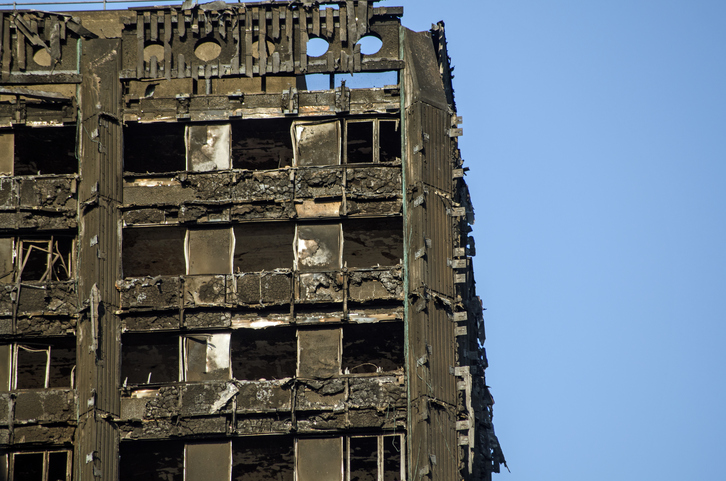 The Grenfell Tower in London after the June 14th fire, Photo source: iStock.com/AmandaLewis