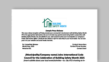 Building Safety Month Press Release Template